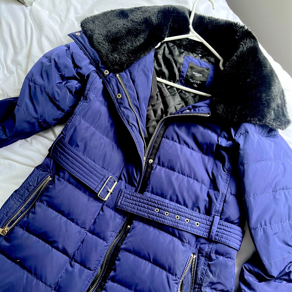 Dark purple/navy blue winter coat with real geese filling
